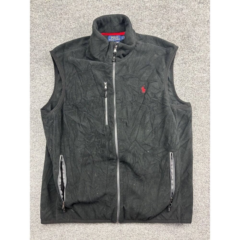 Polo Ralph Lauren Performance Fleece Vest Men's Large  Gray Full Zip Mock Neck